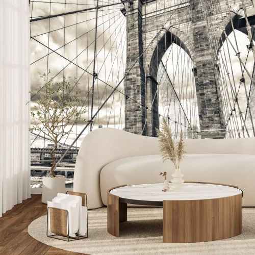 Fotobehang New Yorkse brug in retrostijl