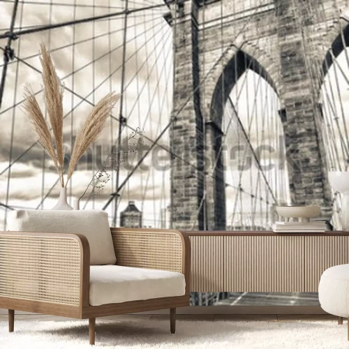 Fotobehang New Yorkse brug in retrostijl