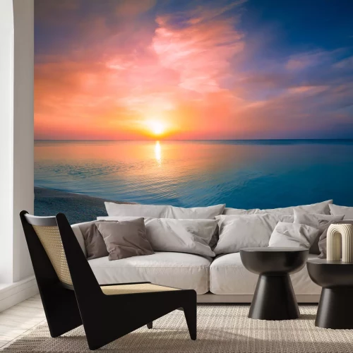 Fotobehang Zee strand en zonsondergang