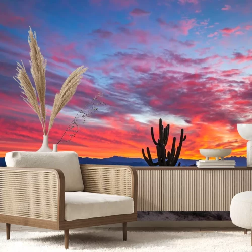 Fotobehang Kleurrijke zonsondergang in de woestijn