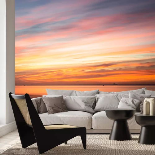 Fotobehang 3D zee bij zonsondergang