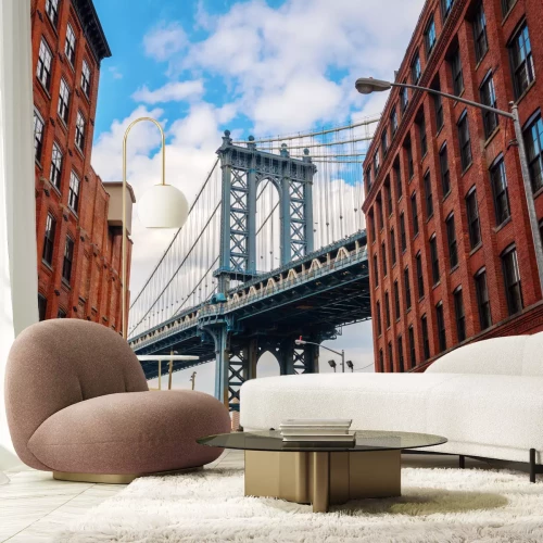 Fotobehang Manhattan Bridge seen from Dumbo, Brooklyn, New York City