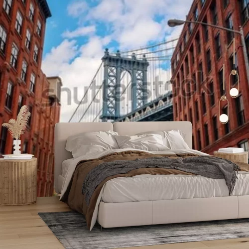 Fotobehang Manhattan Bridge seen from Dumbo, Brooklyn, New York City