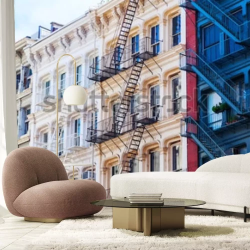 Fotobehang Huurkazernes in New York en de stad