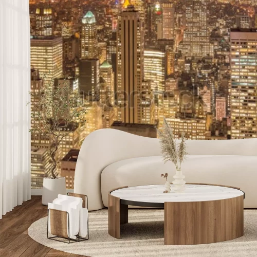 Fotobehang Manhattan bij zonsondergang