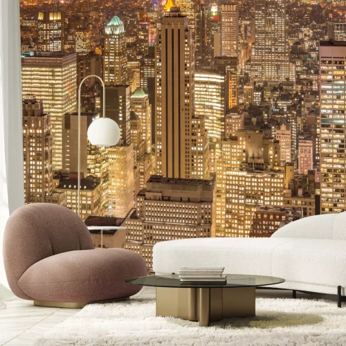 Fotobehang Manhattan bij zonsondergang