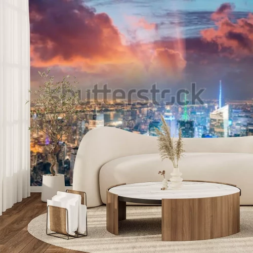 Fotobehang Gekleurde lichten in NYC