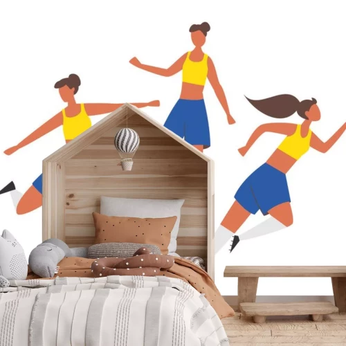 Sticker De meiden zijn aan het voetballen