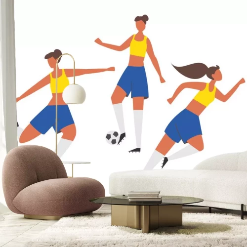 Sticker De meiden zijn aan het voetballen