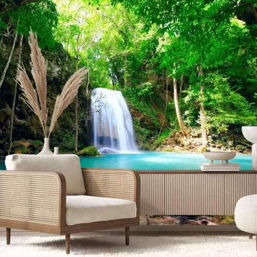 Fotobehang Waterval in een groene wildernis