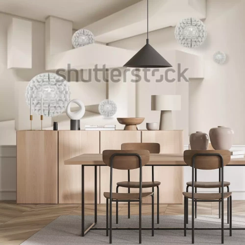 Sticker Illustratie van 3D crystall balpatroon op decoratief achtergrond 3D behang. Grafische moderne kunst