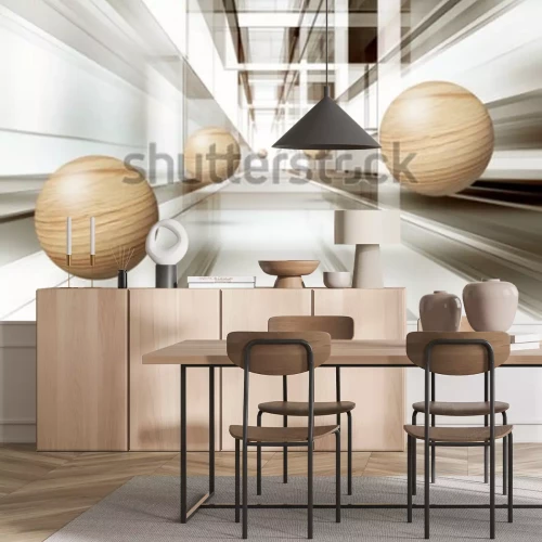 Fotobehang Houten ballen in beweging