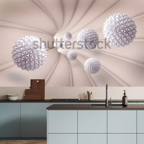 Fotobehang Kristallen ruimtelijke bollen