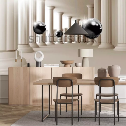 Fotobehang Ruimtelijke 3D bollen en kolommen