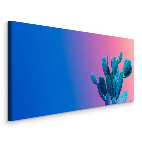 Canvas Cactus op een neonachtergrond