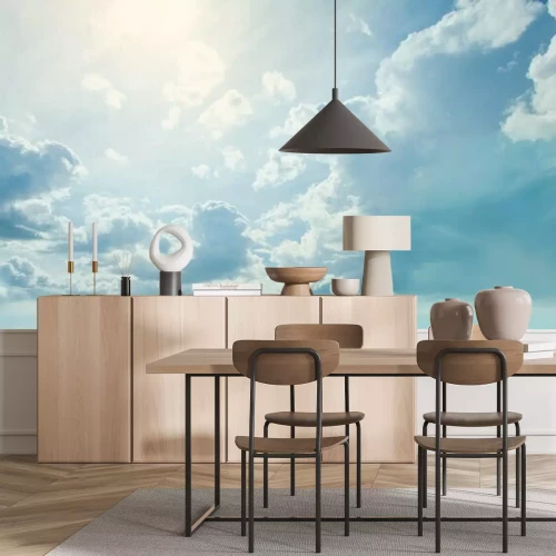 Fotobehang Zonnige lucht met wolken