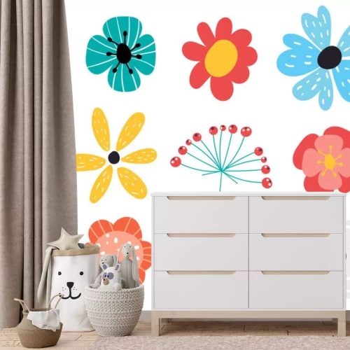 Sticker Eenvoudige afbeeldingen van weidebloemen