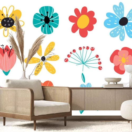 Sticker Eenvoudige afbeeldingen van weidebloemen