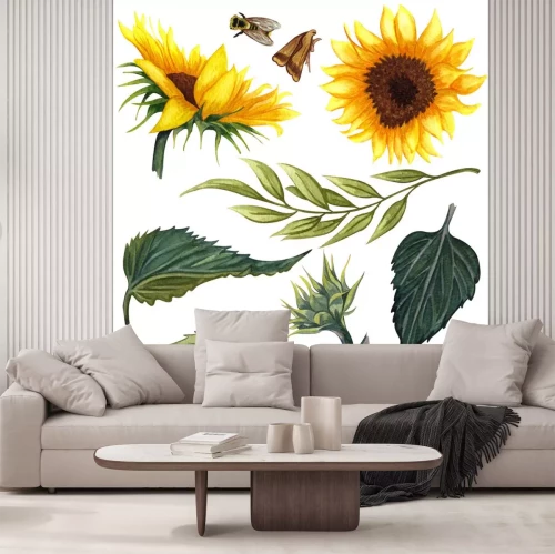 Sticker Aardillustratie met zonnebloem