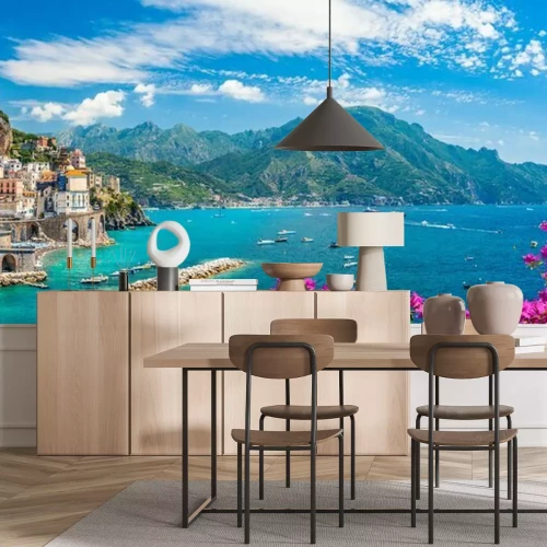 Fotobehang Landschap met het stadje Atrani aan de beroemde Amalfikust in Italië