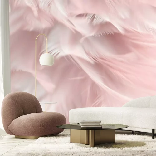 Fotobehang Roze pluizige veren