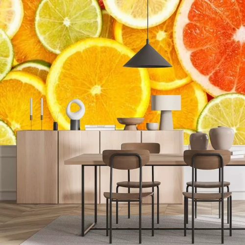 Sticker Citrus fruits collection food background banner oranges lemons limes grapefruit fresh fruit