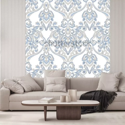 Sticker Vector bloemenbehang. Klassiek barok bloemenornament. Naadloos uitstekend patroon