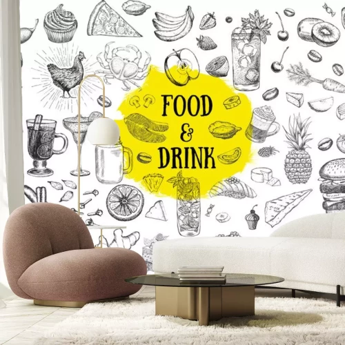 Sticker Food and drink hand drawn illustration