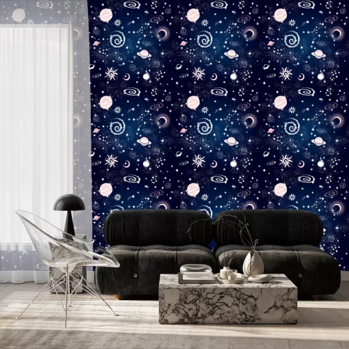 Behang Space Galaxy constellation seamless pattern print could be used for textile, zodiac star yoga mat, phone case