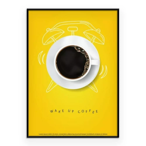 Poster Wekker met een kopje koffie
