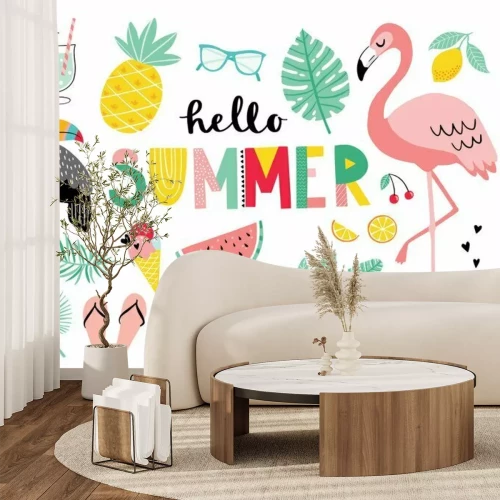 Sticker Veelkleurige afbeeldingen geïnspireerd op de zomer en het exotische