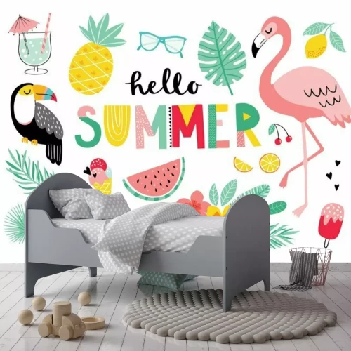 Sticker Veelkleurige afbeeldingen geïnspireerd op de zomer en het exotische