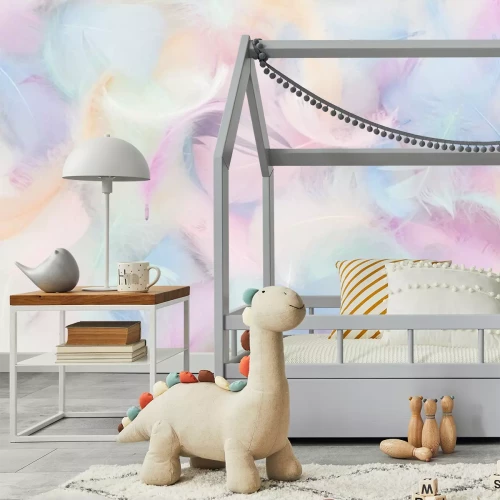 Fotobehang Vogelveertjes in pastelkleuren