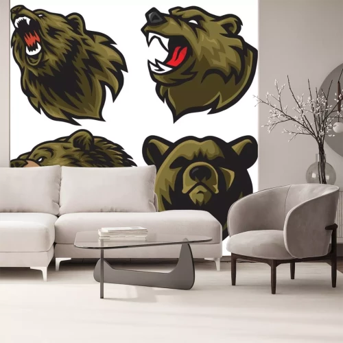 Sticker Bear Logo Set Vector Premium Collection