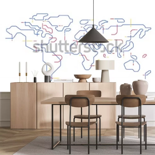 Sticker wereld kaart overzicht vector