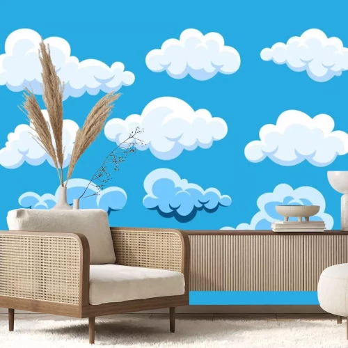 Sticker Abstracte wolken op blauwe achtergrond