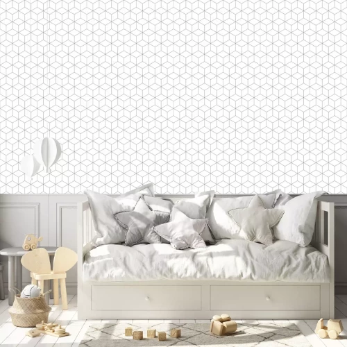 Behang Seamless geometric pattern. Cubic hexagon texture. Rhomb mesh background.