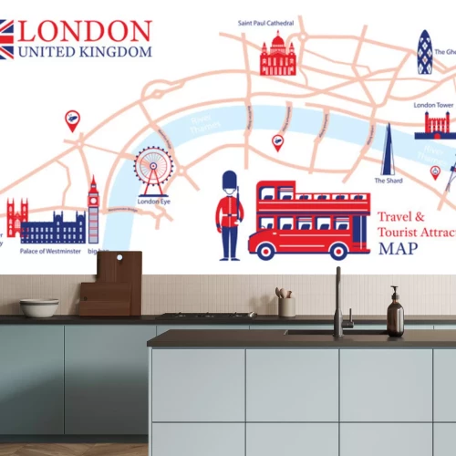 Sticker London, England Travel and Tourist Attraction Map