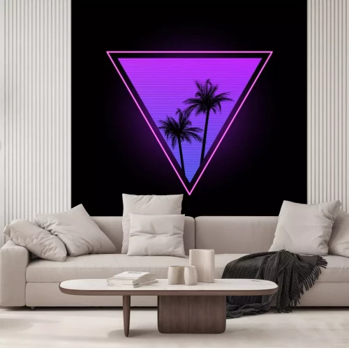 Sticker Triangle with palm trees in the style of the 1980s.