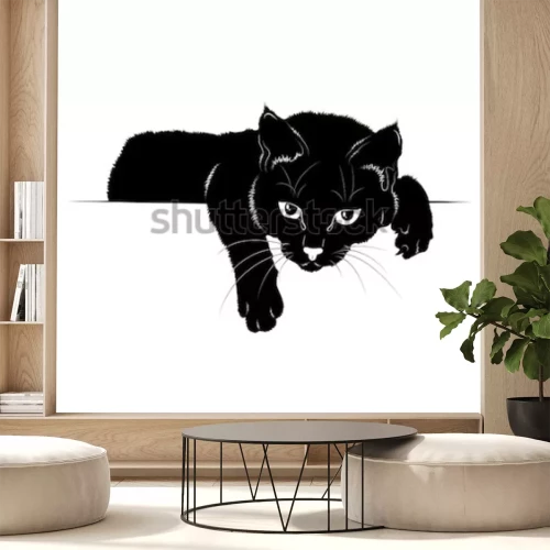 Sticker Afbeeldingen van een kat met wijd open ogen