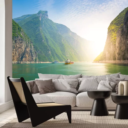 Fotobehang Rivier en bergen in China