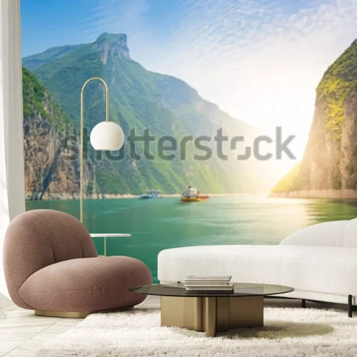 Fotobehang Rivier en bergen in China