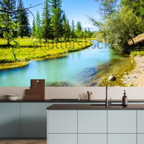 Fotobehang Rivier en bos