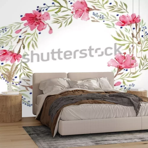 Sticker Bloemen gerangschikt in een krans