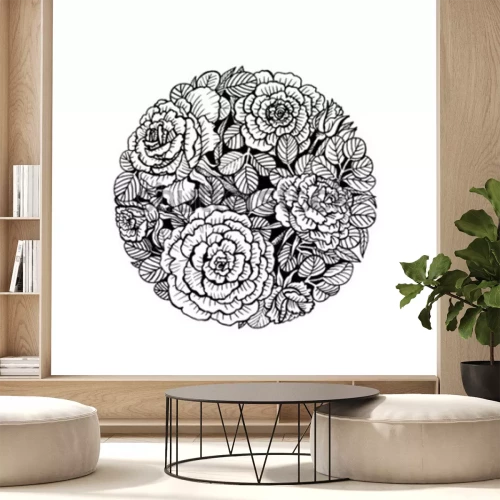 Sticker Bloemen gerangschikt in een cirkel