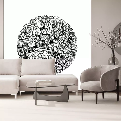 Sticker Bloemen gerangschikt in een cirkel