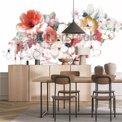 Sticker Delicaat schilderij met bloemen