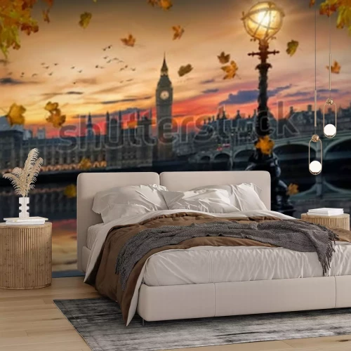 Fotobehang Herfst Londen met uitzicht op de Big Ben