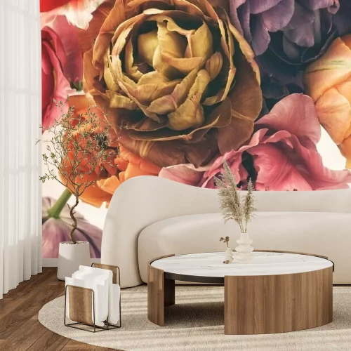 Fotobehang Colorful tulips in vintage style