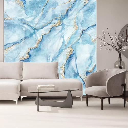 Fotobehang Lichtblauw gebarsten marmer